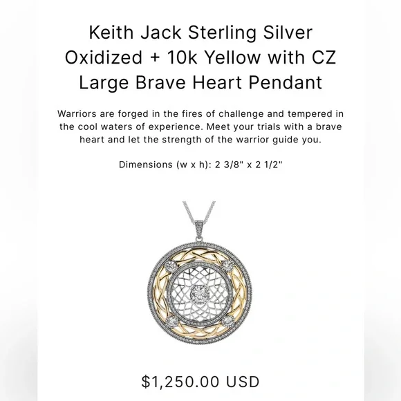 Keith Jack sterling silver w/ 10K Gold pendant - Picture 1 of 5